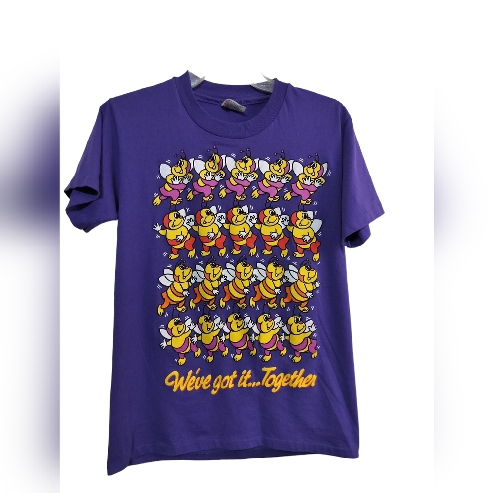 2784)Vintage 90's Hanes Purple Graphic Short Sleeve Tee  'We've Got It All'  S